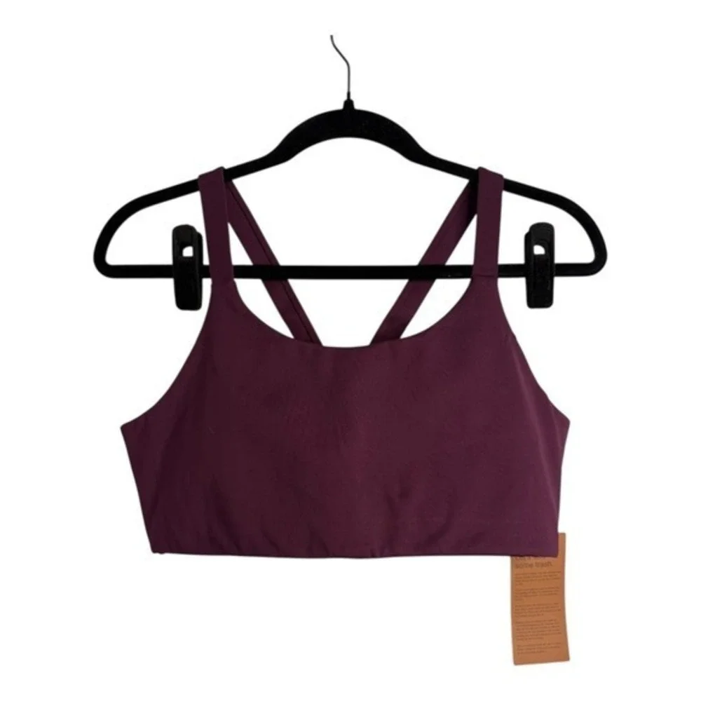 Girlfriend Collective‎ Lou Deep V-Back Sports Bra in Plum XL NWT